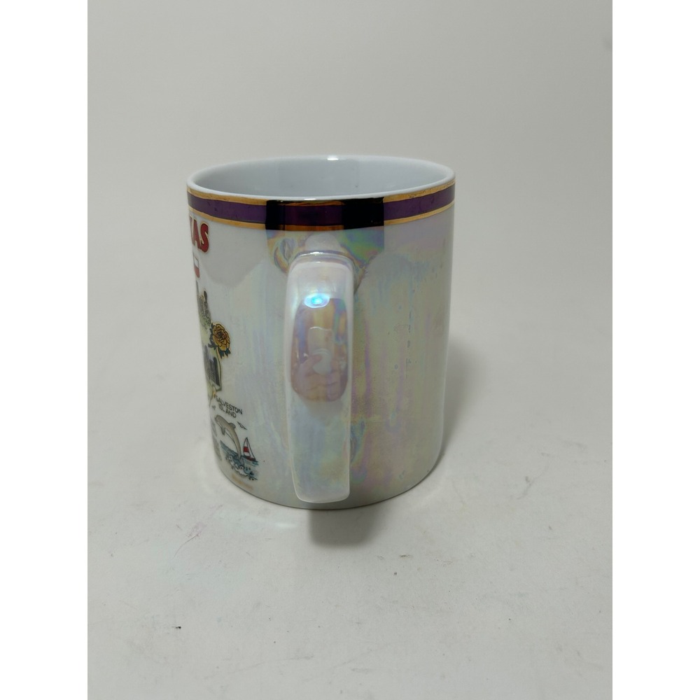 Vintage Texas Map Souvenir Coffee Mug Iridescent Pearlized Lusterware Ceramic - Picture 2 of 6